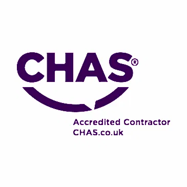 CHAS accredited contractor logo, representing National Drilling Services' commitment to health and safety standards in drilling and demolition services.